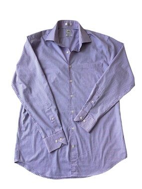 Peter Millar Button Down Shirt Men’s 16 Long Pink/Red Blue Check 100% Cotton